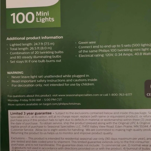 Warm White Holiday String Lights TWINKLING - Picture 3 of 3